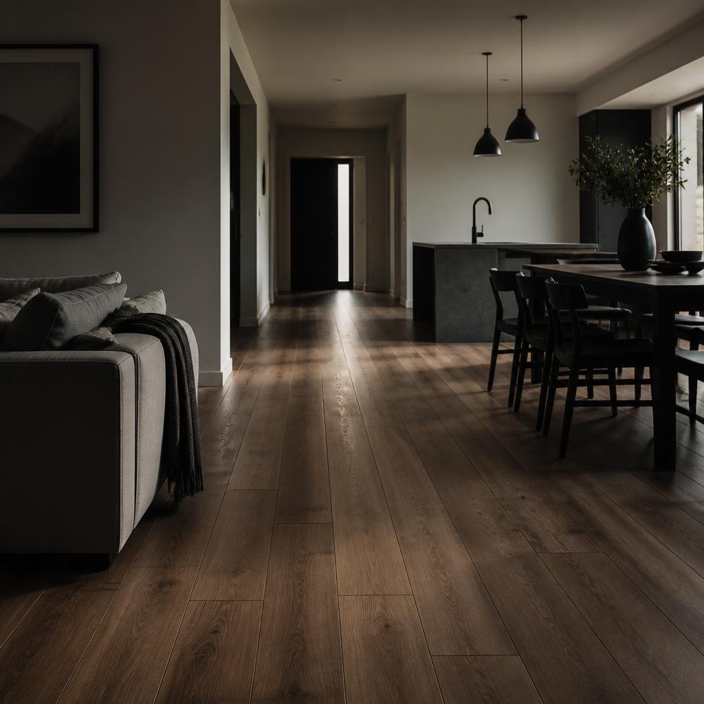 Luxury vinyl plank flooring in a commercial office